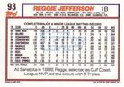 1992 Topps Micro #93 Reggie Jefferson Back