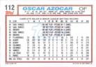 1992 Topps Micro #112 Oscar Azocar Back