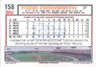 1992 Topps Micro #158 Todd Frohwirth Back