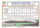 1992 Topps Micro #183 Brent Mayne Back