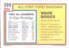 1992 Topps Micro #399 Wade Boggs Back