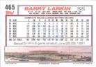 1992 Topps Micro #465 Barry Larkin Back
