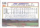 1992 Topps Micro #530 Jim Abbott Back