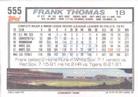 1992 Topps Micro #555 Frank Thomas Back