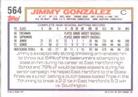 1992 Topps Micro #564 Jimmy Gonzalez Back