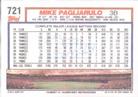 1992 Topps Micro #721 Mike Pagliarulo Back
