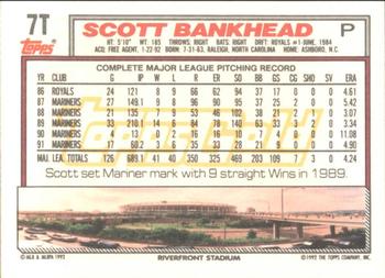 1992 Topps Traded - Gold #7T Scott Bankhead Back