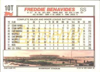 1992 Topps Traded - Gold #10T Freddie Benavides Back