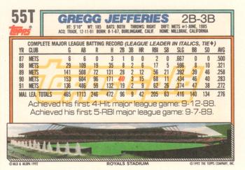 1992 Topps Traded - Gold #55T Gregg Jefferies Back