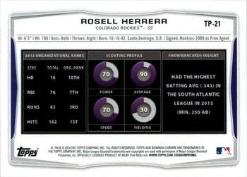 2014 Bowman Draft - Top Prospects #TP-21 Rosell Herrera Back