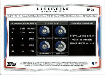 2014 Bowman Draft - Top Prospects #TP-38 Luis Severino Back