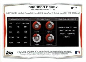 2014 Bowman Draft - Top Prospects #TP-77 Brandon Drury Back