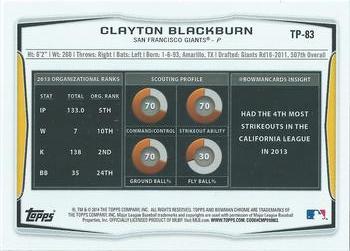 2014 Bowman Draft - Top Prospects #TP-83 Clayton Blackburn Back