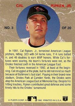 1992 Ultra - All-Stars #3 Cal Ripken, Jr. Back