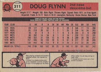 1981 O-Pee-Chee - Gray Back #311 Doug Flynn Back
