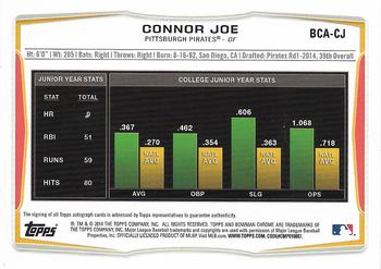 2014 Bowman Draft - Chrome Draft Pick Autographs #BCA-CJ Connor Joe Back