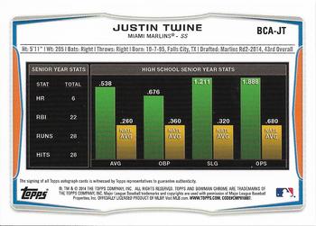 2014 Bowman Draft - Chrome Draft Pick Autographs #BCA-JT Justin Twine Back