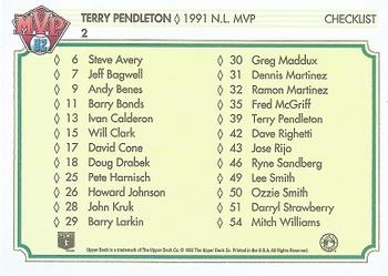 1992 Upper Deck Team MVP Holograms #2 Terry Pendleton  Back