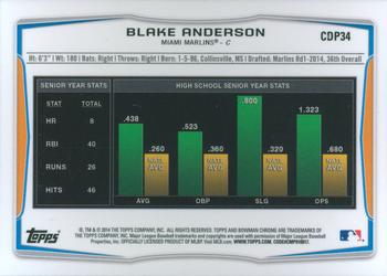 2014 Bowman Draft - Chrome Refractors #CDP34 Blake Anderson Back