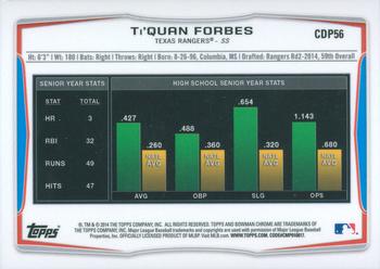 2014 Bowman Draft - Chrome Refractors #CDP56 Ti'Quan Forbes Back