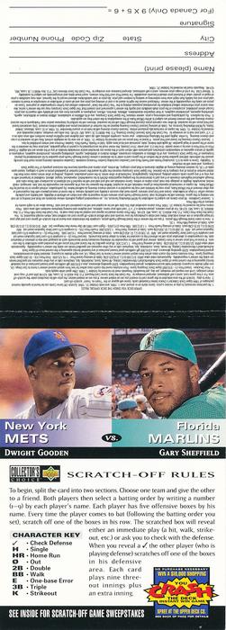 1994 Collector's Choice - You Crash the Deck Game Pieces (Team vs. Team) #NNO Dwight Gooden  / Gary Sheffield Front