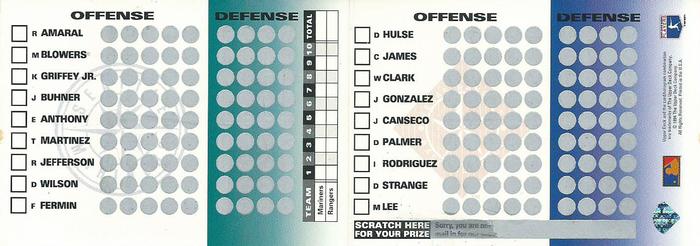 1994 Collector's Choice - You Crash the Deck Game Pieces (Team vs. Team) #NNO Ken Griffey Jr. / Juan Gonzalez Back
