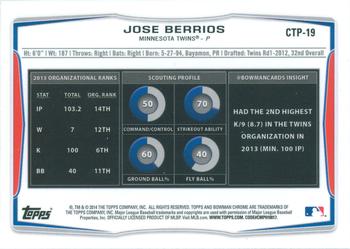 2014 Bowman Draft - Chrome Top Prospects Refractors #CTP-19 Jose Berrios Back