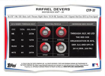 2014 Bowman Draft - Chrome Top Prospects Refractors #CTP-37 Rafael Devers Back