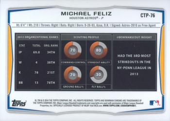 2014 Bowman Draft - Chrome Top Prospects Refractors #CTP-76 Michael Feliz Back