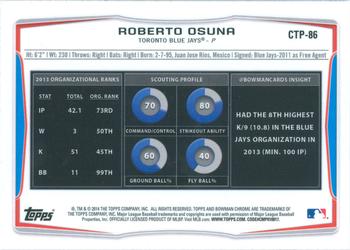2014 Bowman Draft - Chrome Top Prospects Refractors #CTP-86 Roberto Osuna Back