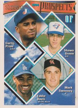 1994 Topps - Gold #237 OF Prospects (Curtis Pride / Shawn Green / Mark Sweeney / Eddie Davis) Front