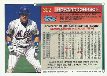 1994 Topps - Gold #302 Howard Johnson Back