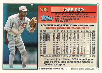 1994 Topps - Gold #705 Jose Rijo Back