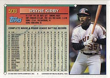 1994 Topps - Gold #508 Wayne Kirby Back
