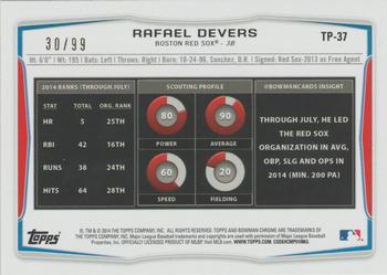2014 Bowman Draft - Top Prospects Purple Ice #TP-37 Rafael Devers Back