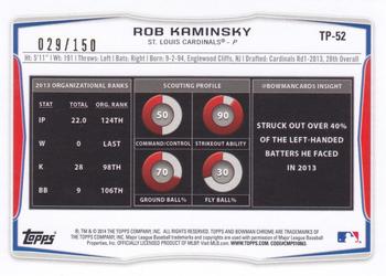 2014 Bowman Draft - Top Prospects Red Ice #TP-52 Rob Kaminsky Back