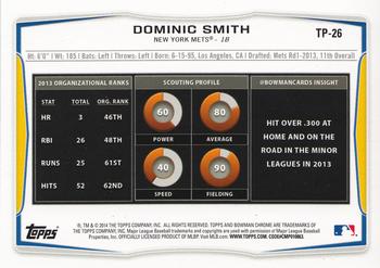 2014 Bowman Draft - Top Prospects Silver Ice #TP-26 Dominic Smith Back