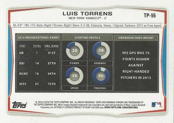 2014 Bowman Draft - Top Prospects Silver Ice #TP-55 Luis Torrens Back