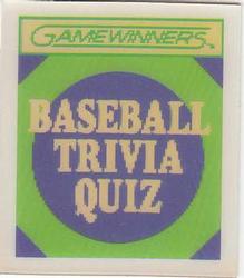1988 Sportflics Gamewinners - Baseball Trivia Quiz #13 Baseball Trivia Quiz Front