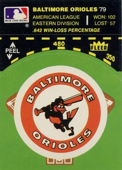 1980 Fleer Baseball Stickers #NNO Baltimore Orioles Baseball Diamond Front