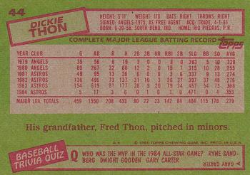 1985 Topps #44 Dickie Thon Back