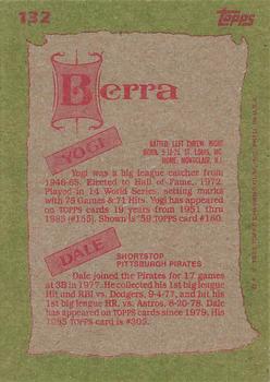 1985 Topps #132 Yogi Berra / Dale Berra Back