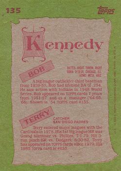 1985 Topps #135 Bob Kennedy / Terry Kennedy Back