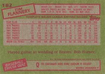 1985 Topps #182 Tim Flannery Back