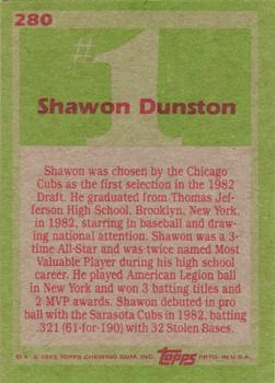 1985 Topps #280 Shawon Dunston Back