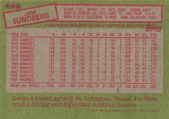 1985 Topps #446 Jim Sundberg Back