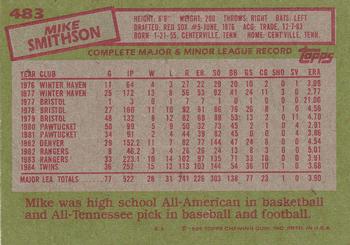 1985 Topps #483 Mike Smithson Back