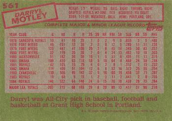 1985 Topps #561 Darryl Motley Back