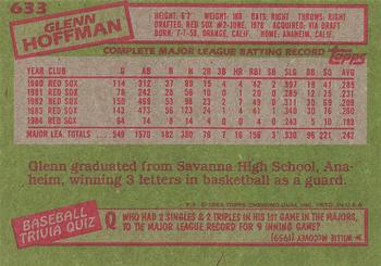 1985 Topps #633 Glenn Hoffman Back