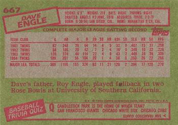 1985 Topps #667 Dave Engle Back
